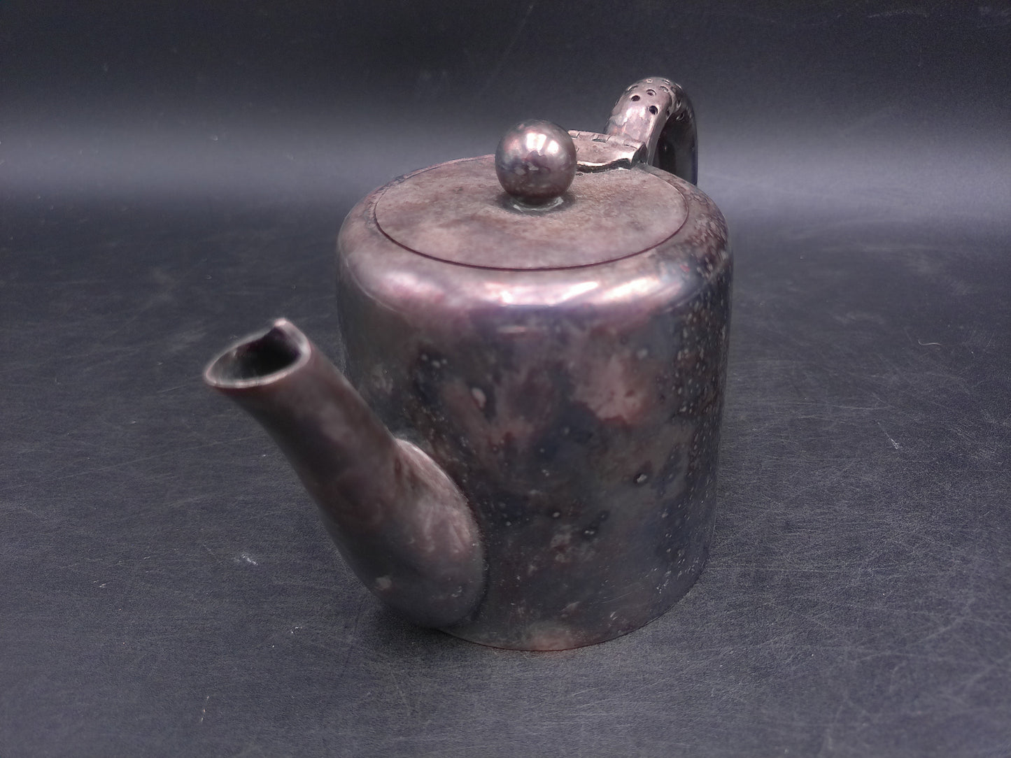 Teapot Coffee Silver Pot with Plate Marked SMPC Sidney 200 Antique H.H. on side