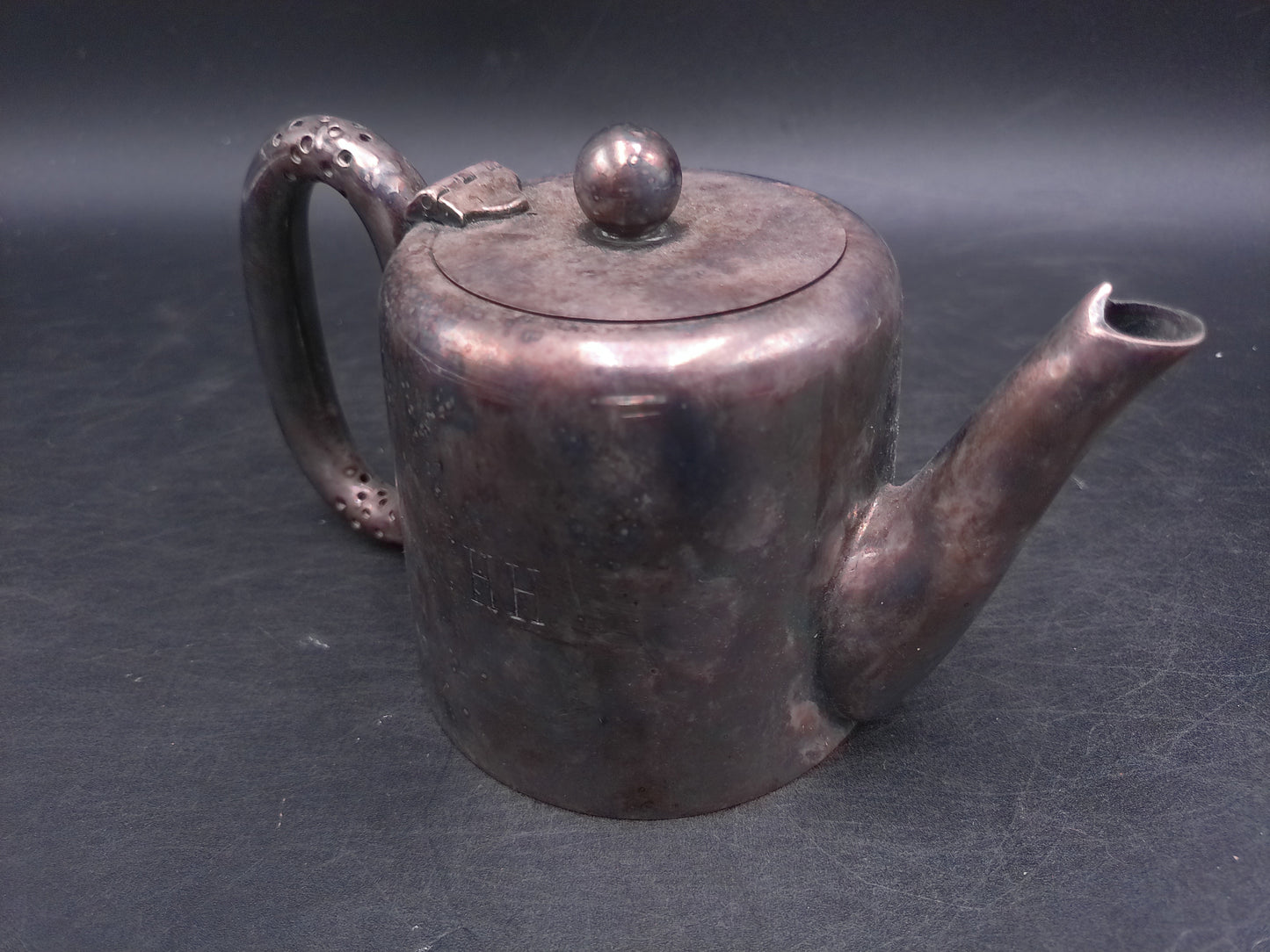 Teapot Coffee Silver Pot with Plate Marked SMPC Sidney 200 Antique H.H. on side