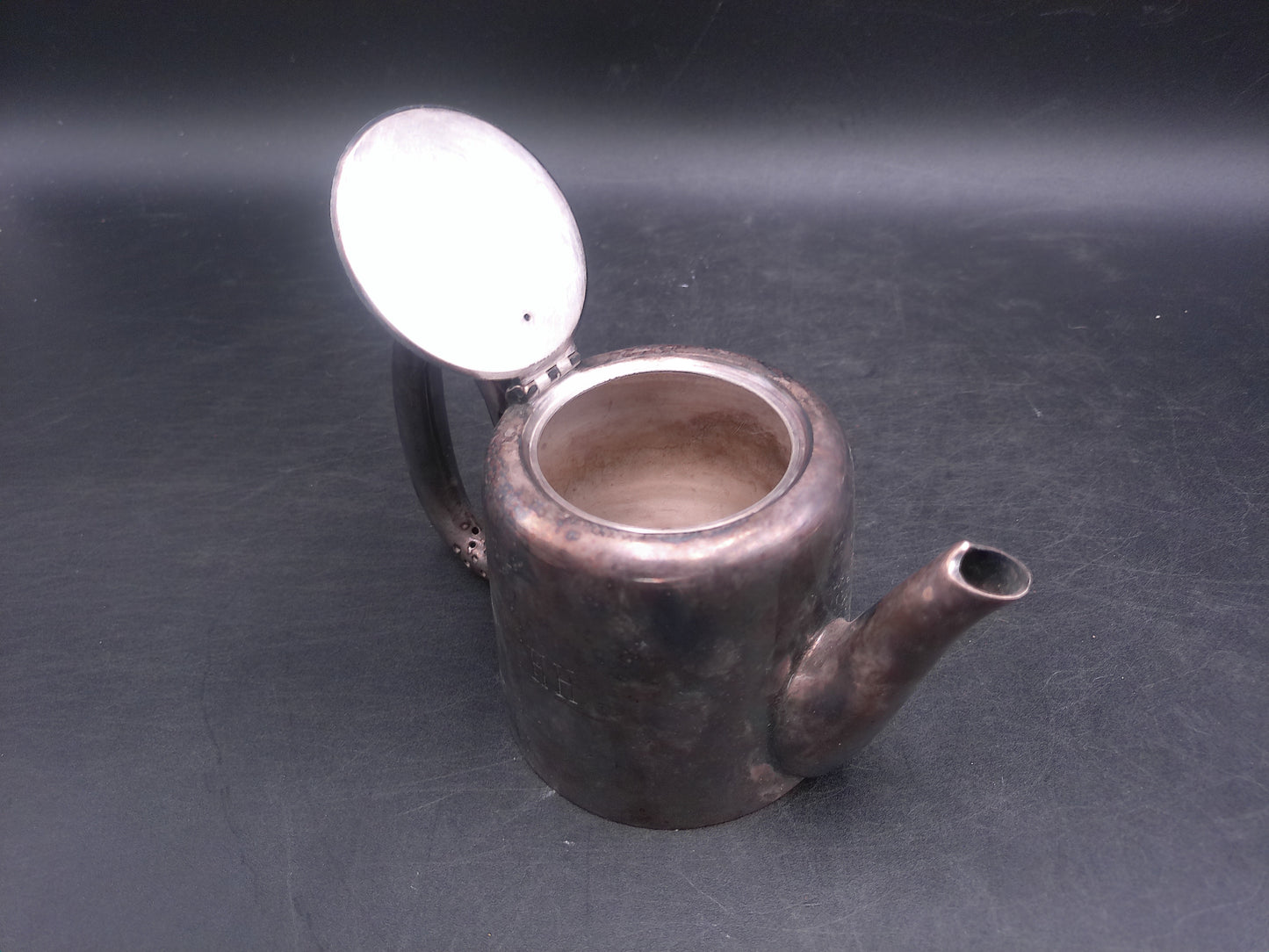 Teapot Coffee Silver Pot with Plate Marked SMPC Sidney 200 Antique H.H. on side