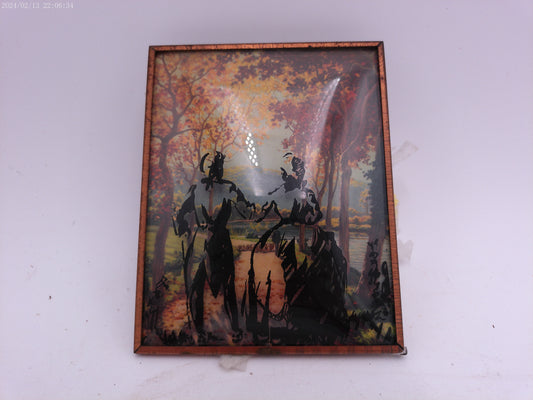 Glass Convex Silhouette Framed Picture Couple by LAKE  B38