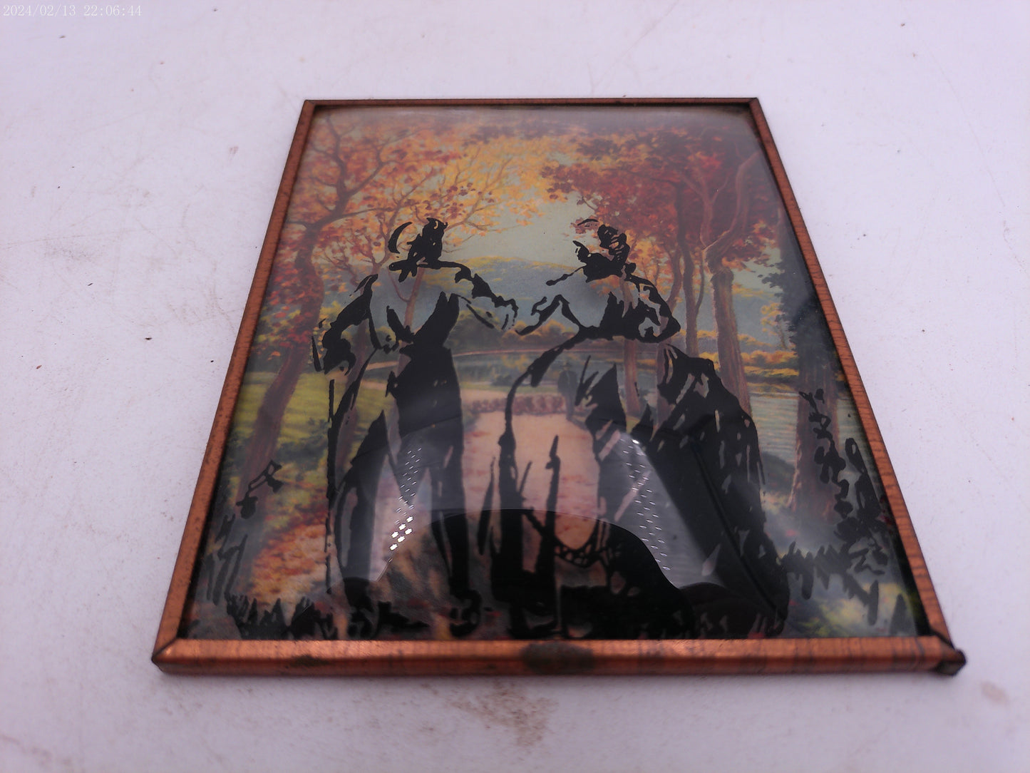 Glass Convex Silhouette Framed Picture Couple by LAKE  B38