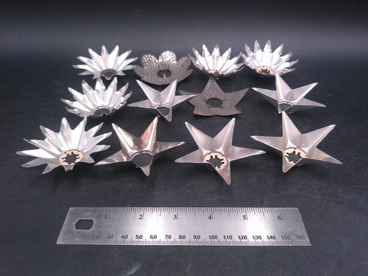 Christmas Light Reflectors Tin Metal Stars set of 12 Vintage