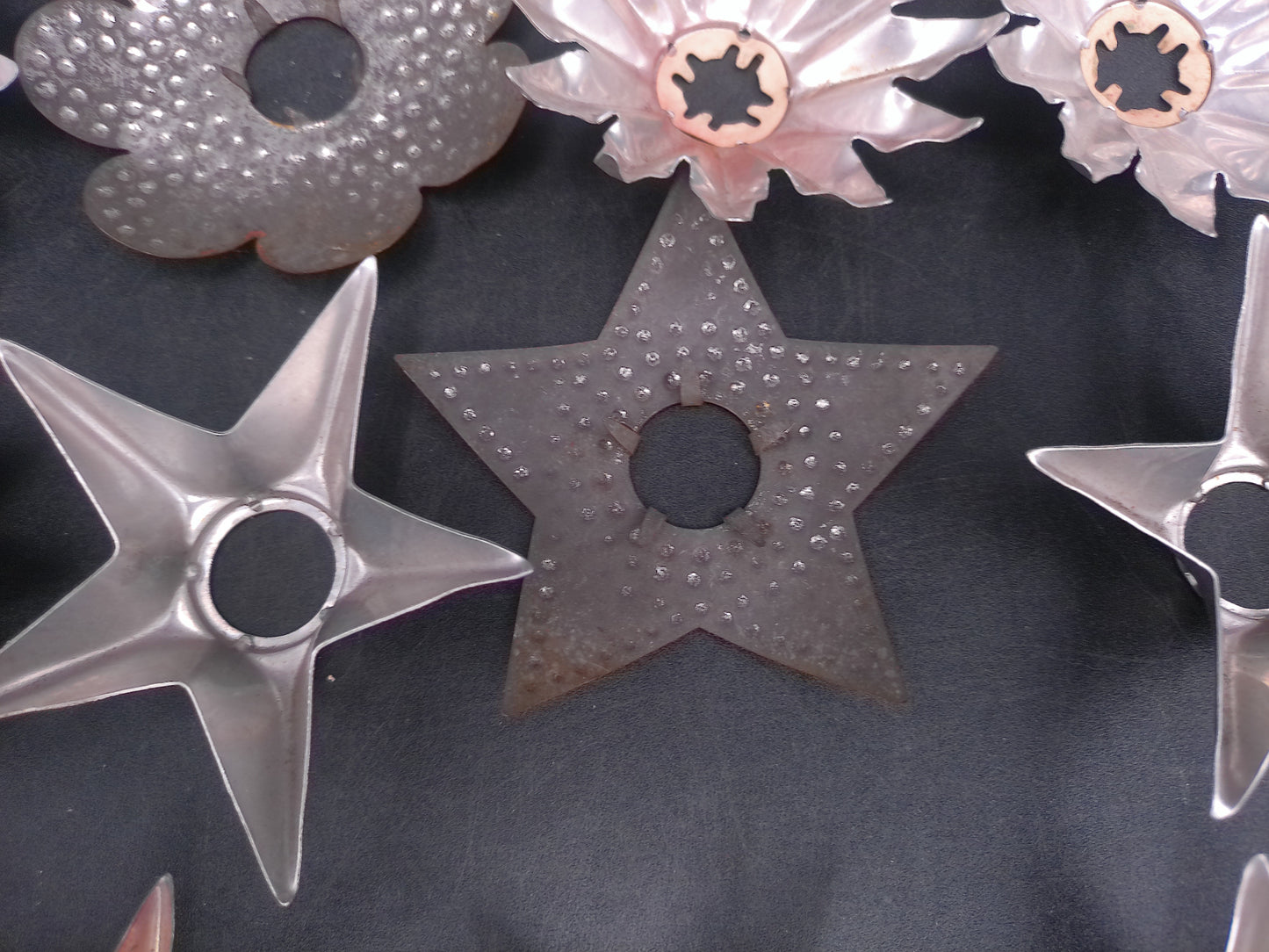 Christmas Light Reflectors Tin Metal Stars set of 12 Vintage
