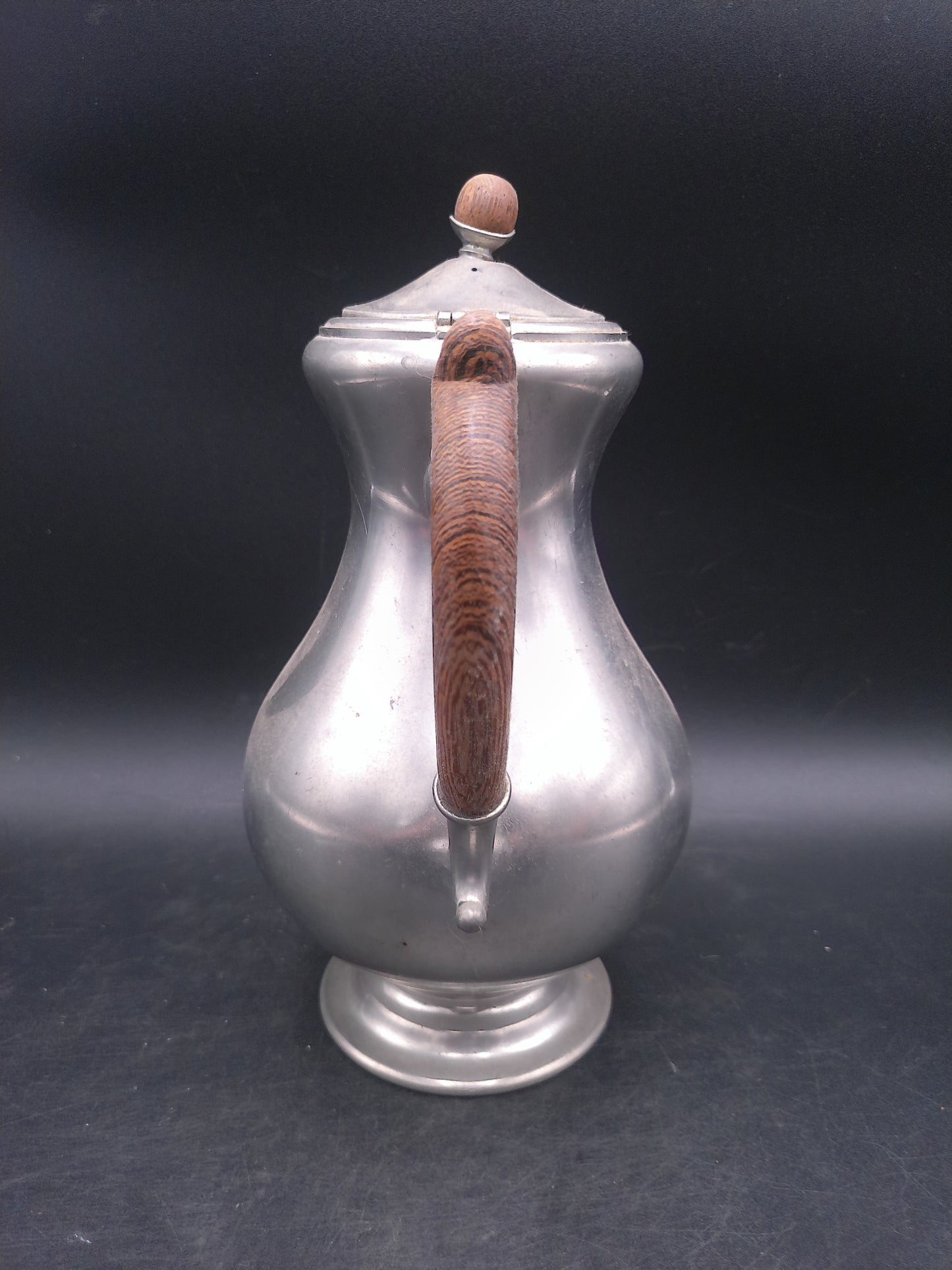 Vtg 50s Royal Holland Pewter K.M.D. Tiel Coffee Pot Made in Holland Wood Handle