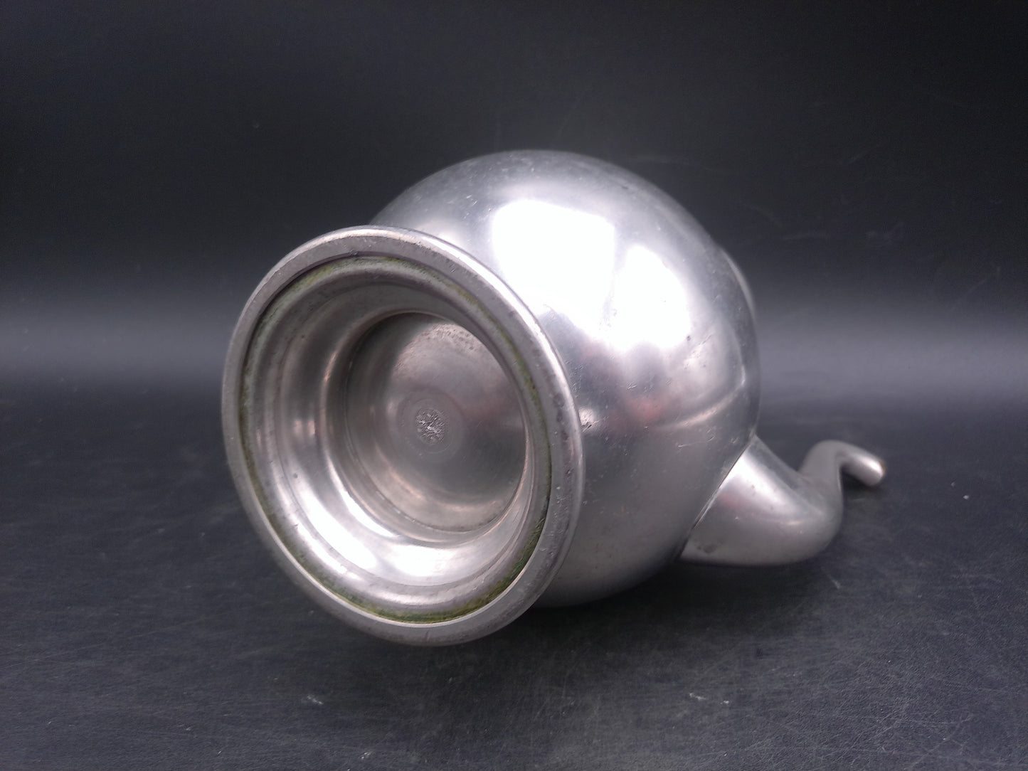 Vtg 50s Royal Holland Pewter K.M.D. Tiel Coffee Pot Made in Holland Wood Handle