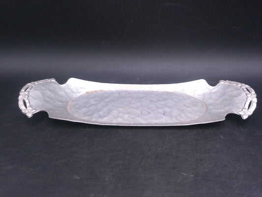 Hand Made Rodney Kent Aluminum Serving Tray with Handles Hand Wrought Tray