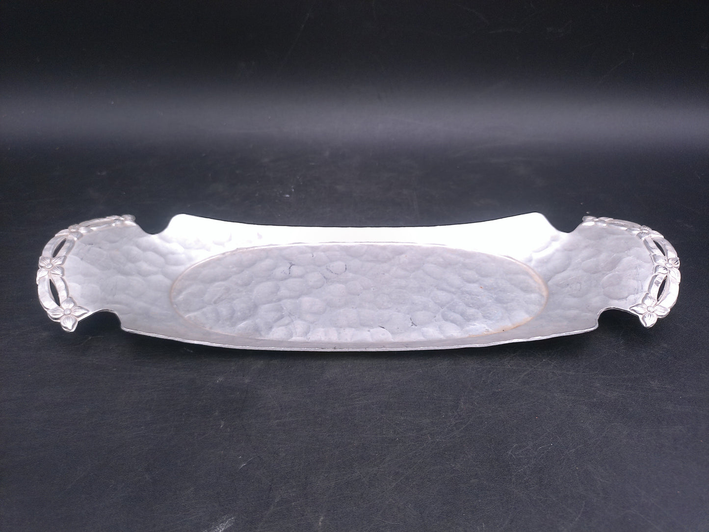 Hand Made Rodney Kent Aluminum Serving Tray with Handles Hand Wrought Tray