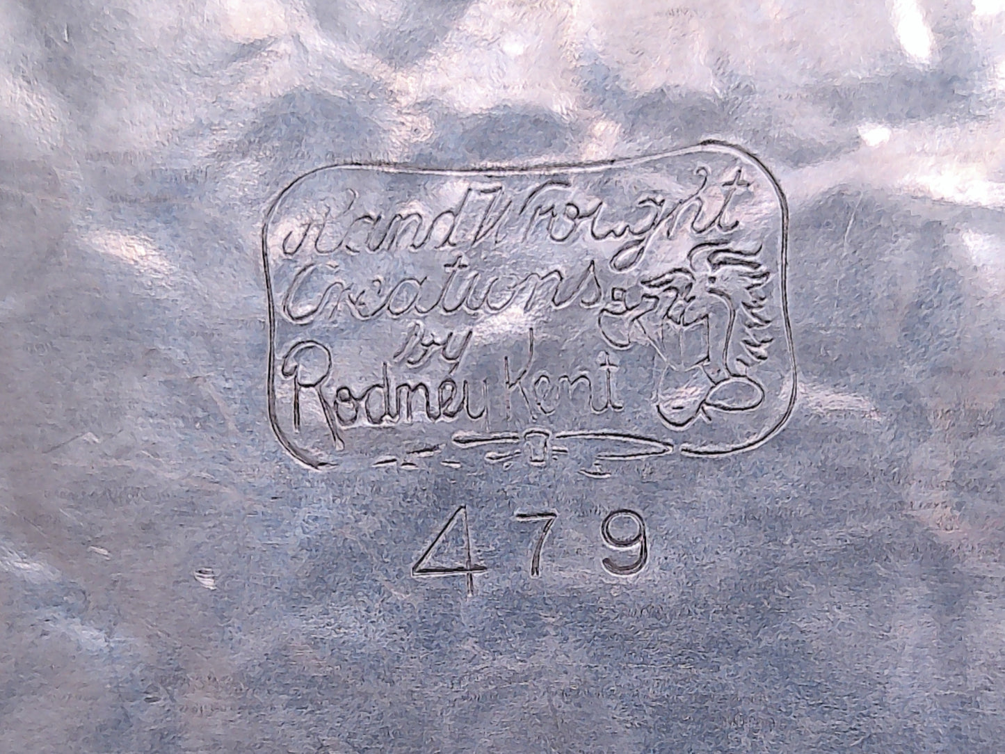 Hand Made Rodney Kent Aluminum Serving Tray with Handles Hand Wrought Tray
