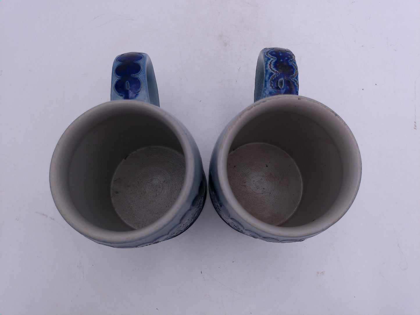 Beer Stein German Salt glazed grey blue Coffee Mug Cup lot of 2