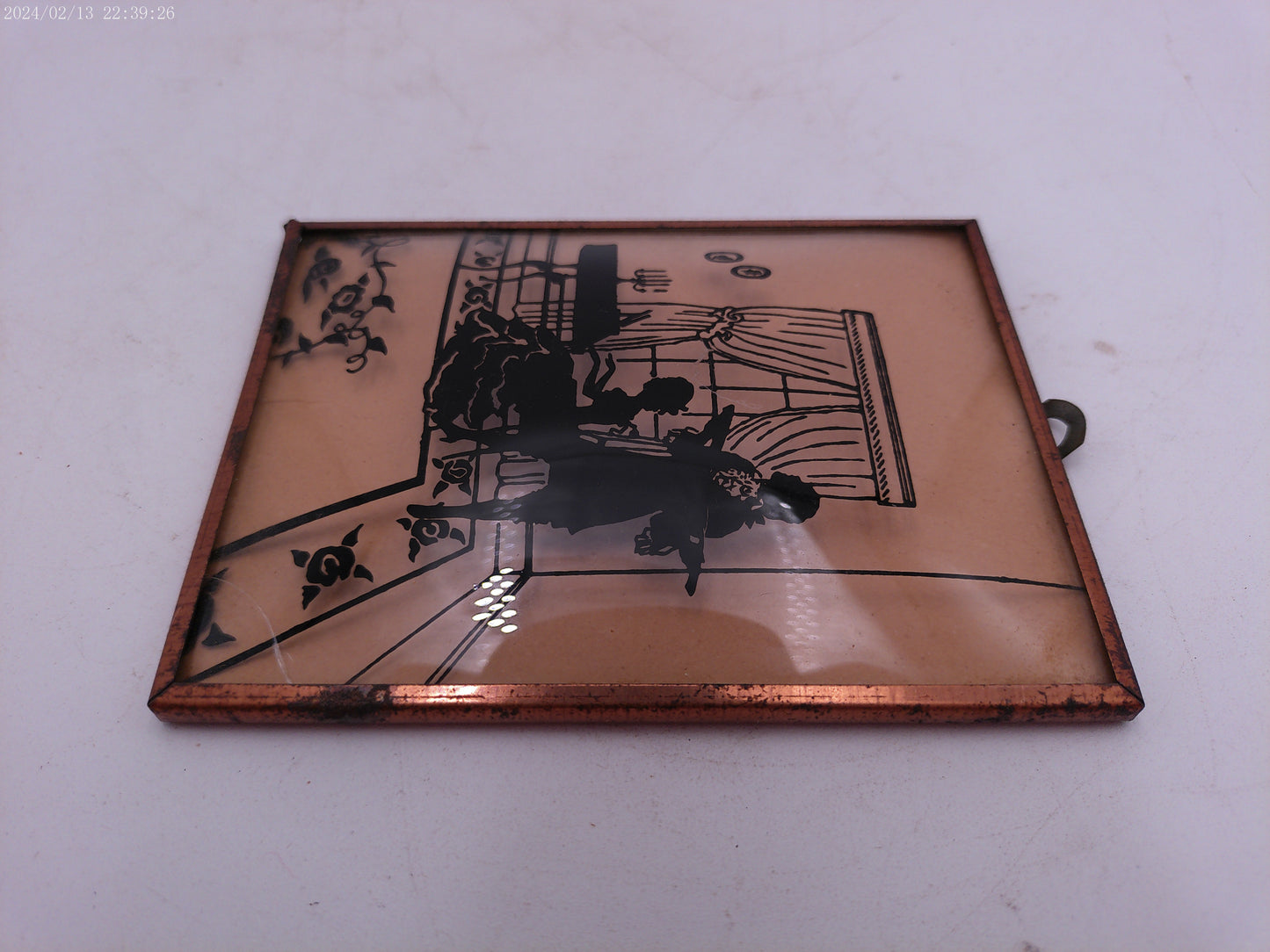 Glass Convex Silhouette Framed Picture Couple By Piano B42