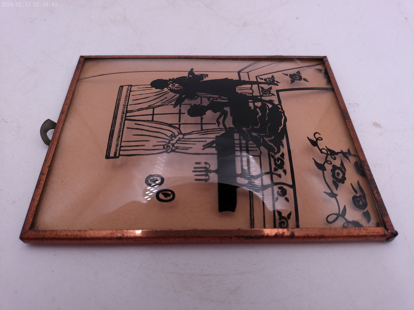 Glass Convex Silhouette Framed Picture Couple By Piano B42