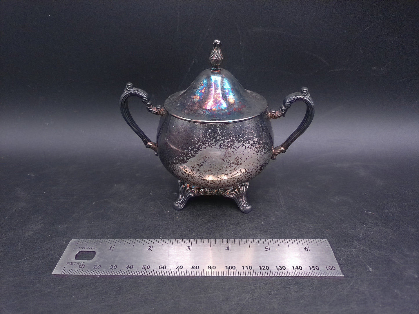 Silver Plated Sugar Bowl with Lid Vintage Upcycled Oneida Made in USA