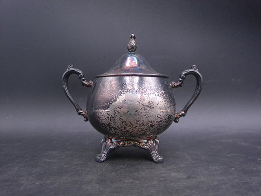 Silver Plated Sugar Bowl with Lid Vintage Upcycled Oneida Made in USA