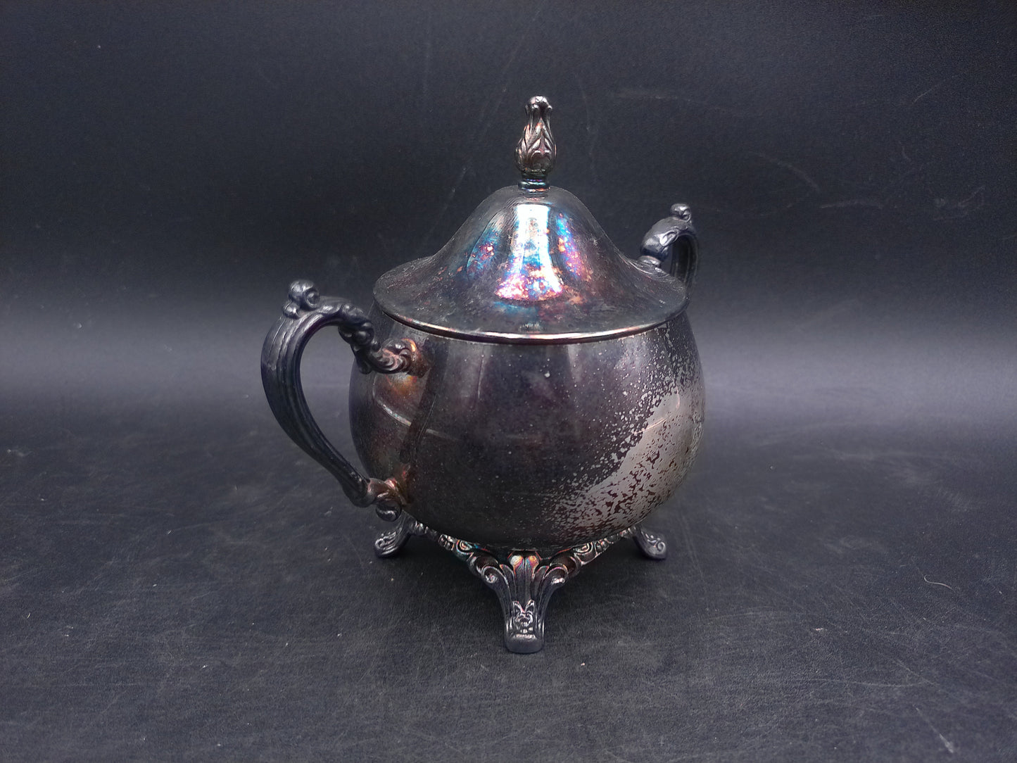 Silver Plated Sugar Bowl with Lid Vintage Upcycled Oneida Made in USA