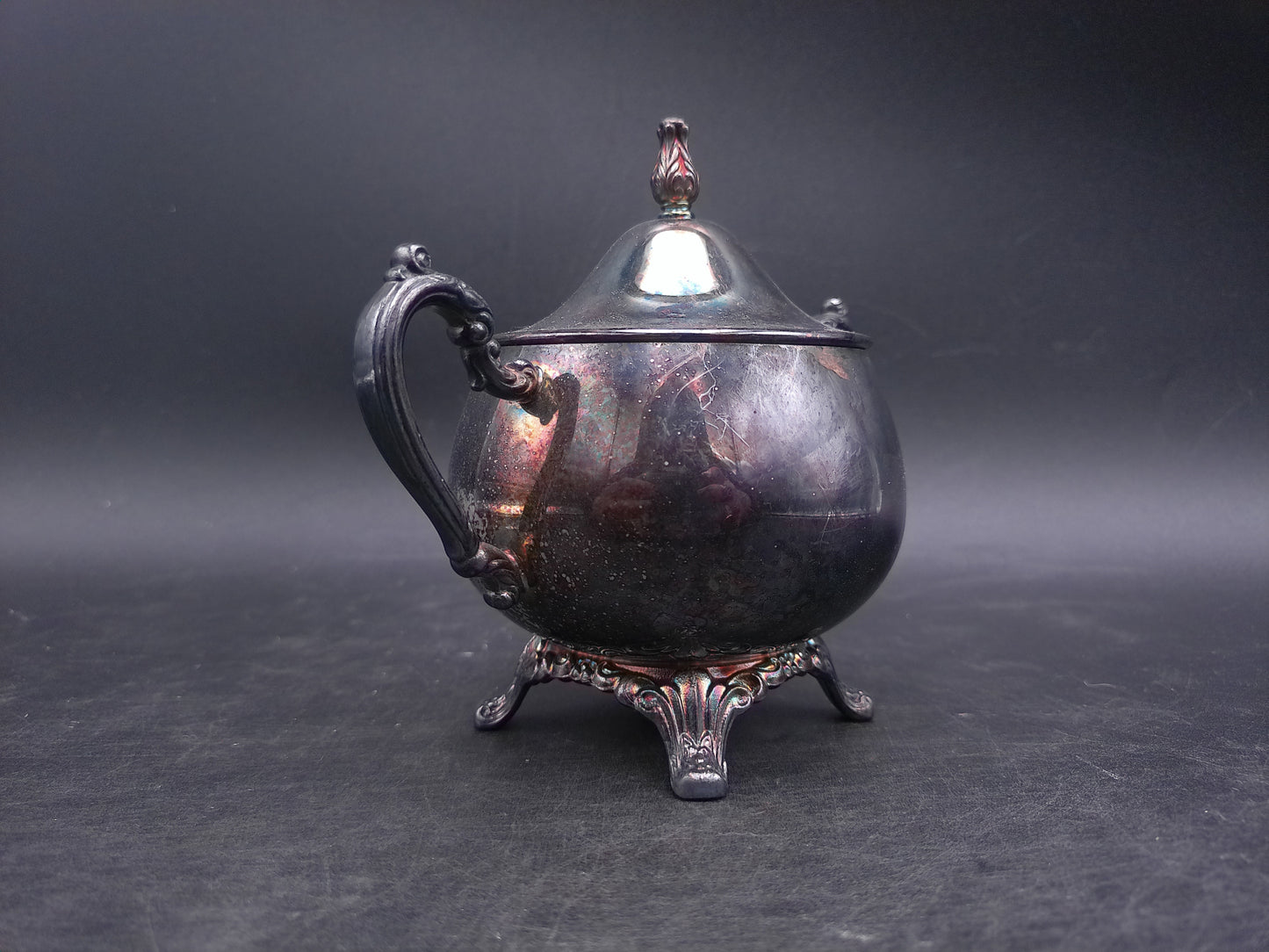 Silver Plated Sugar Bowl with Lid Vintage Upcycled Oneida Made in USA