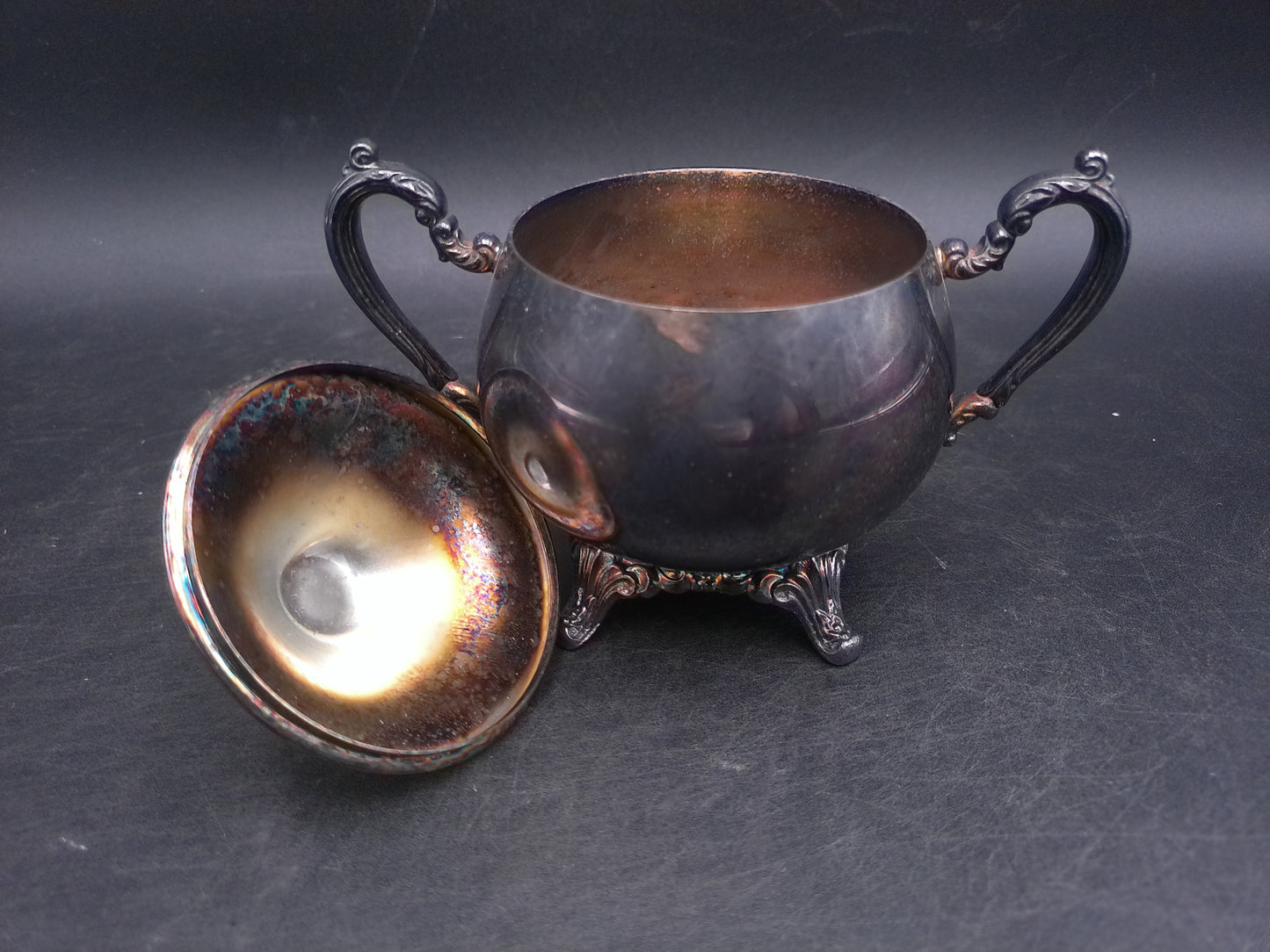 Silver Plated Sugar Bowl with Lid Vintage Upcycled Oneida Made in USA