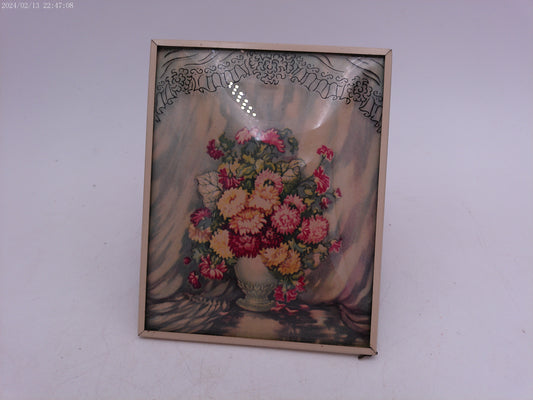 Glass Convex Silhouette Framed Picture  Flowers on Arch B46