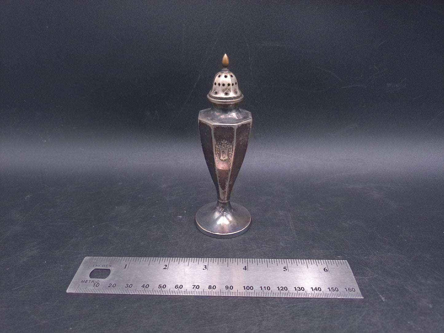 Silver Plated Salt Pepper Shaker Ornate Design Art Decor Antique 1940s