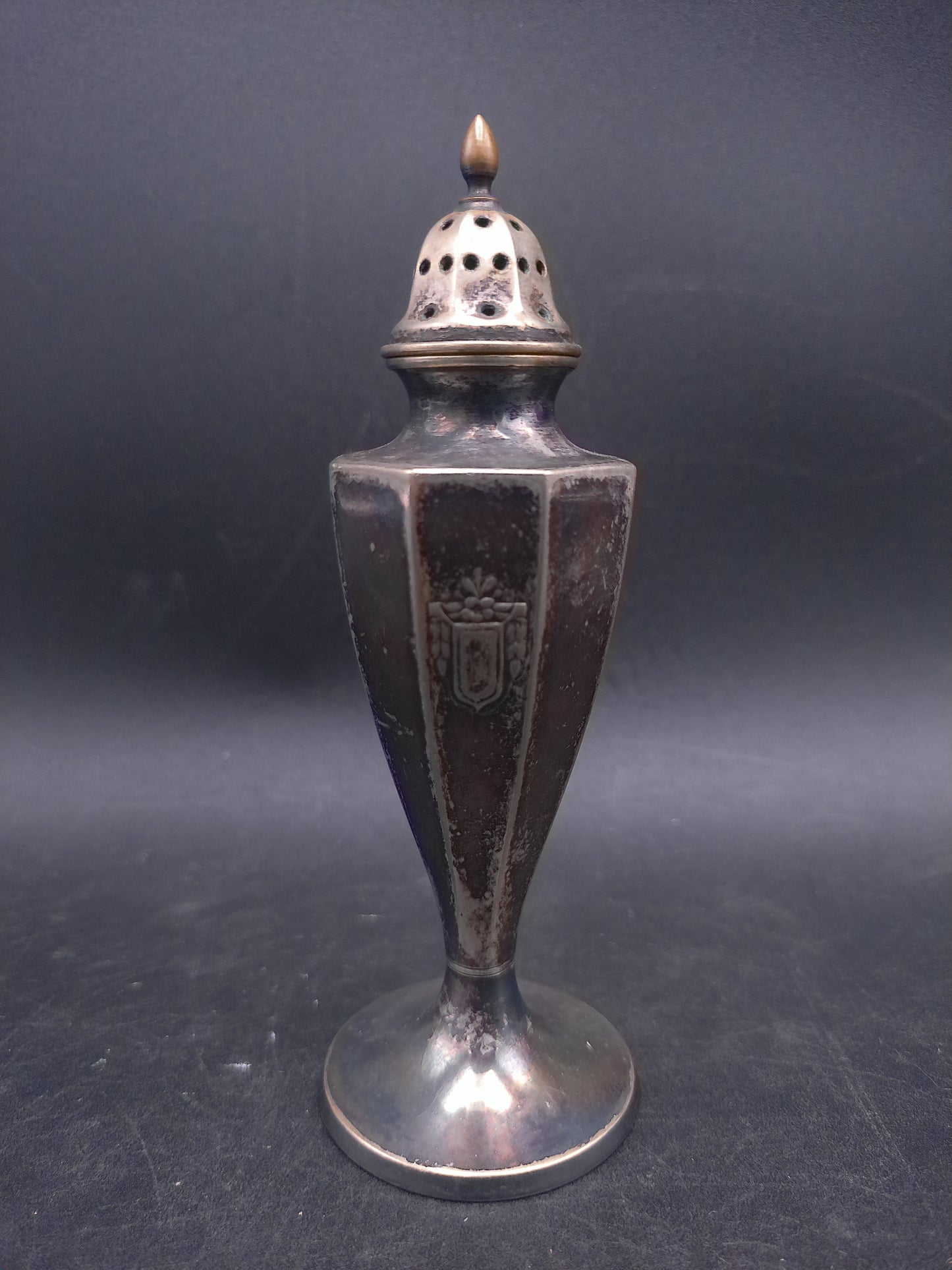 Silver Plated Salt Pepper Shaker Ornate Design Art Decor Antique 1940s