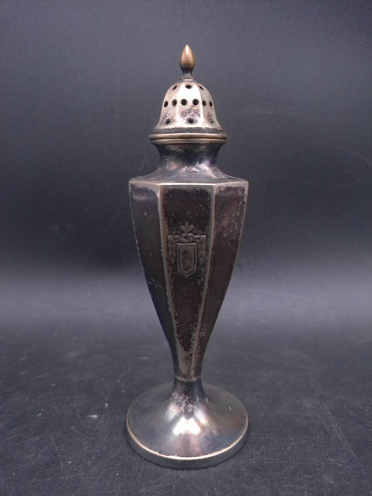 Silver Plated Salt Pepper Shaker Ornate Design Art Decor Antique 1940s