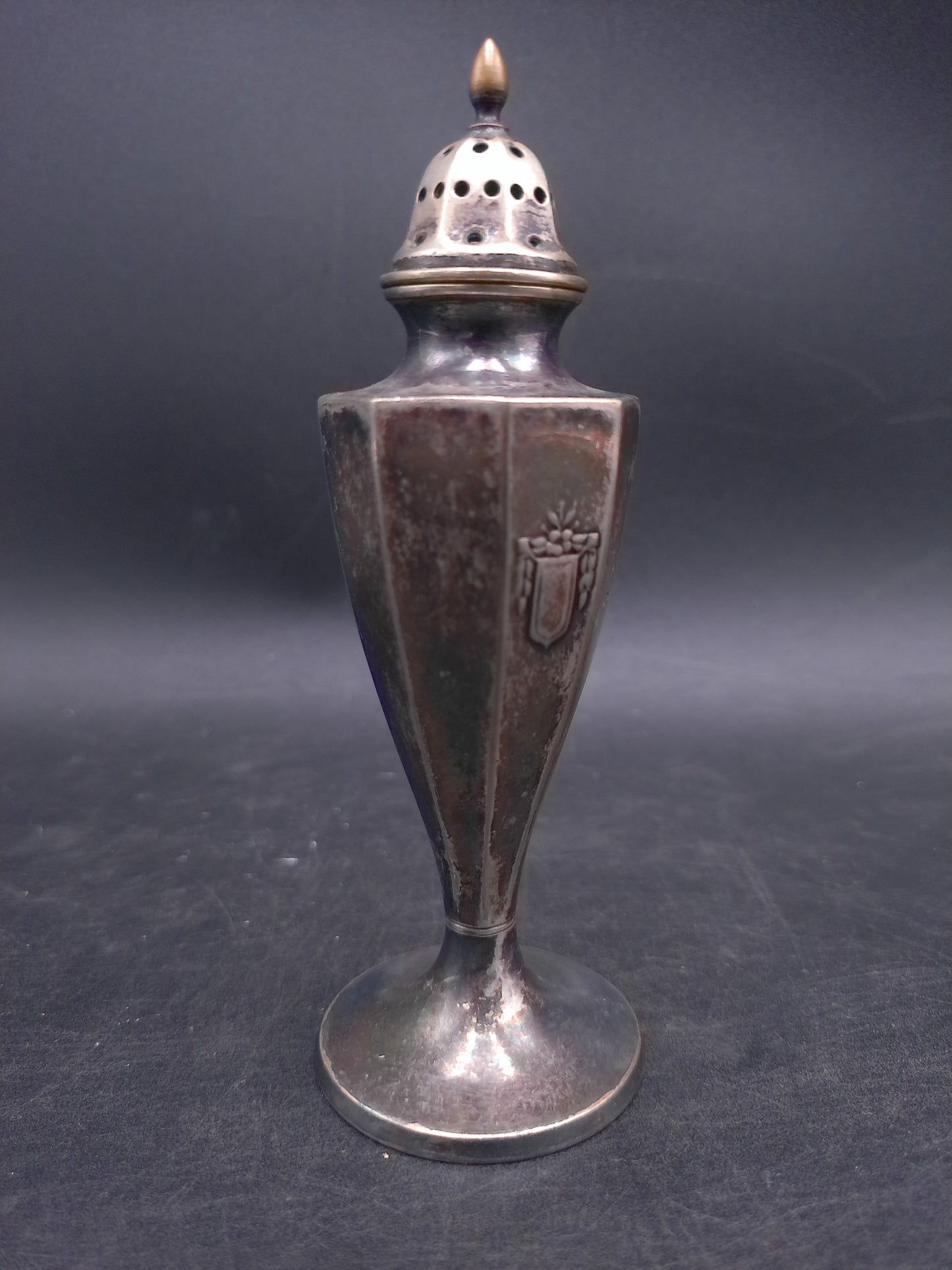 Silver Plated Salt Pepper Shaker Ornate Design Art Decor Antique 1940s