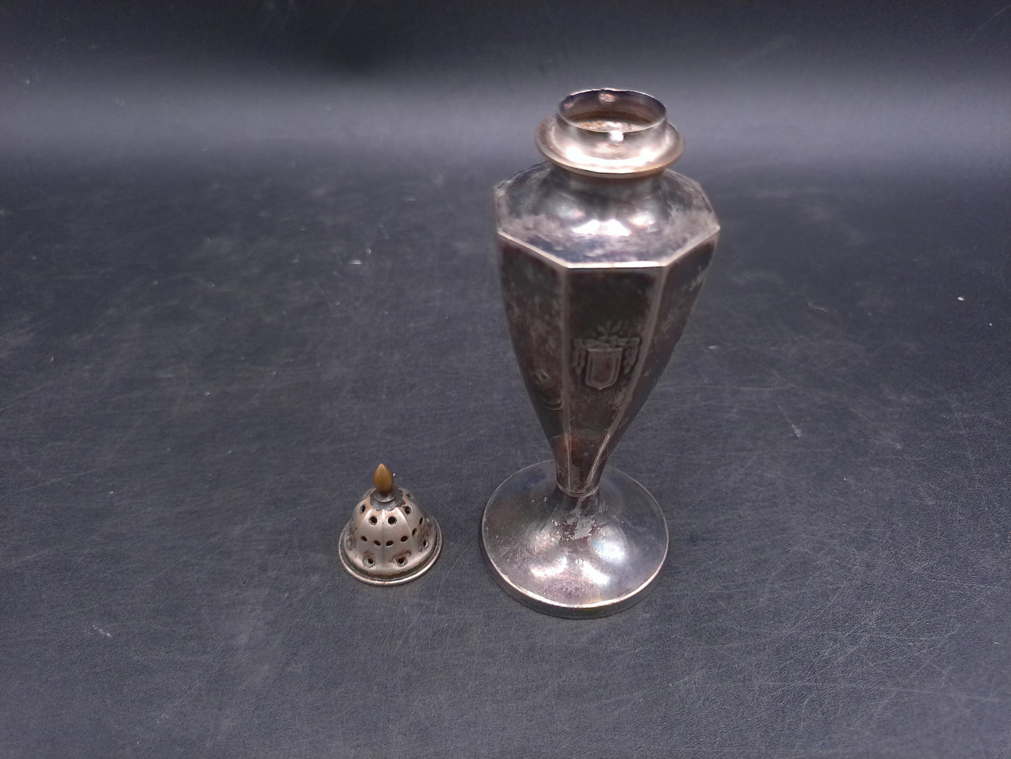 Silver Plated Salt Pepper Shaker Ornate Design Art Decor Antique 1940s