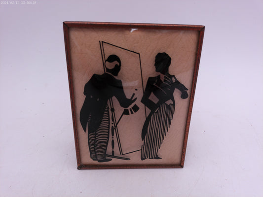 Glass Convex Silhouette Framed Picture  Looking into Mirror    B49