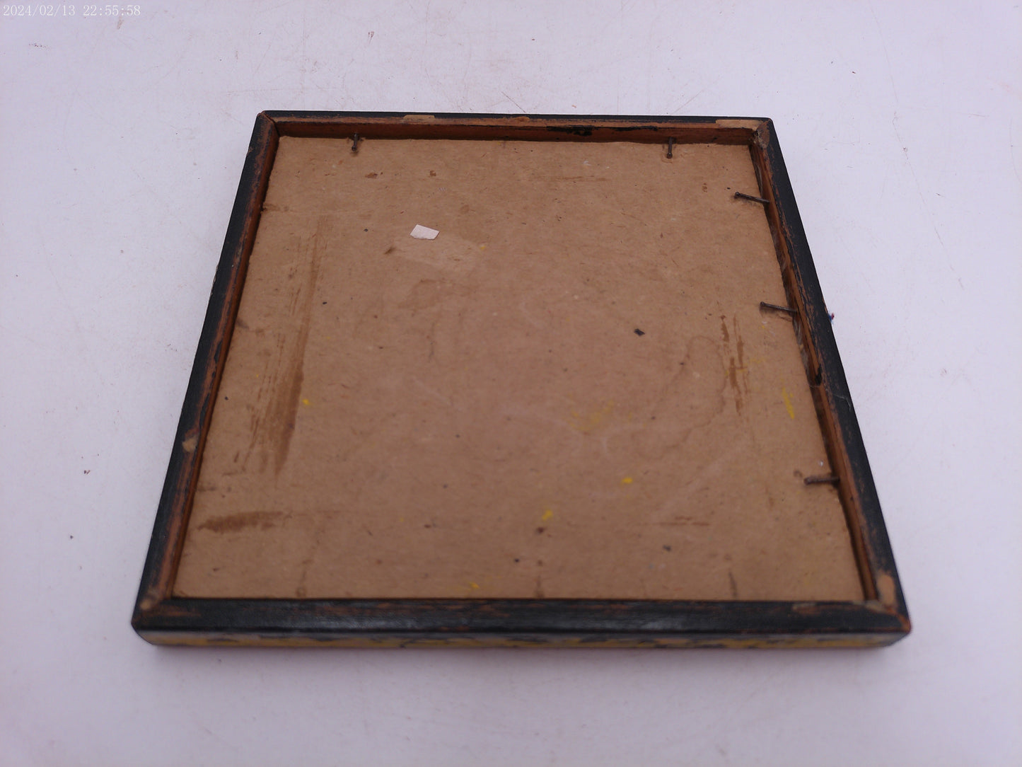 Glass Convex Silhouette Framed Picture  Young Girl Watering Plants  B411