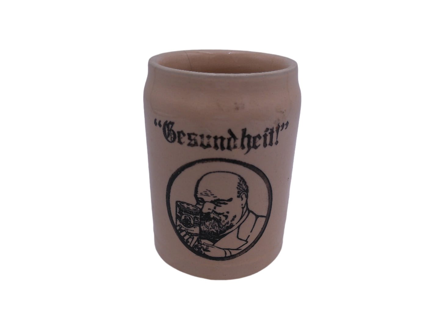 Beer Stein Antique German stoneware bierkrug "Gesundheit " 1/2 L.
