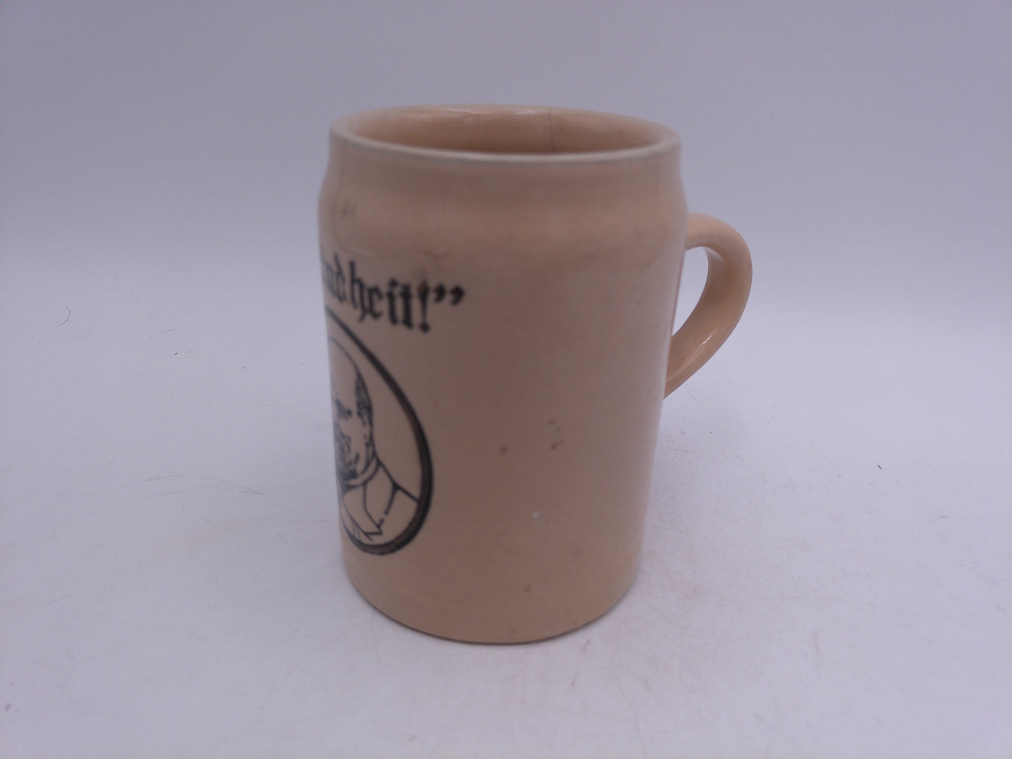 Beer Stein Antique German stoneware bierkrug "Gesundheit " 1/2 L.
