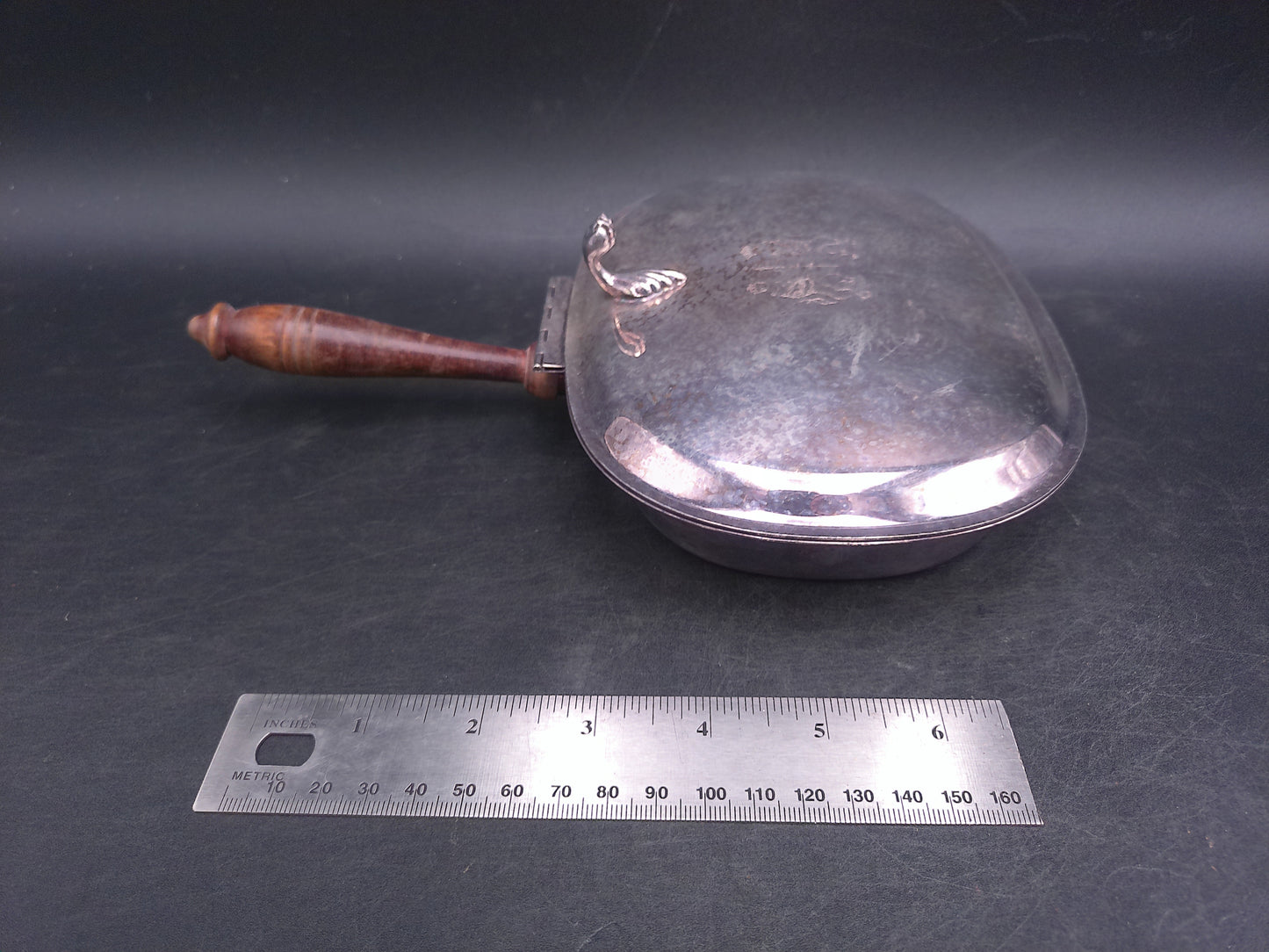 Silverplate silver on copper Silent Crumb Catcher Pan Vintage