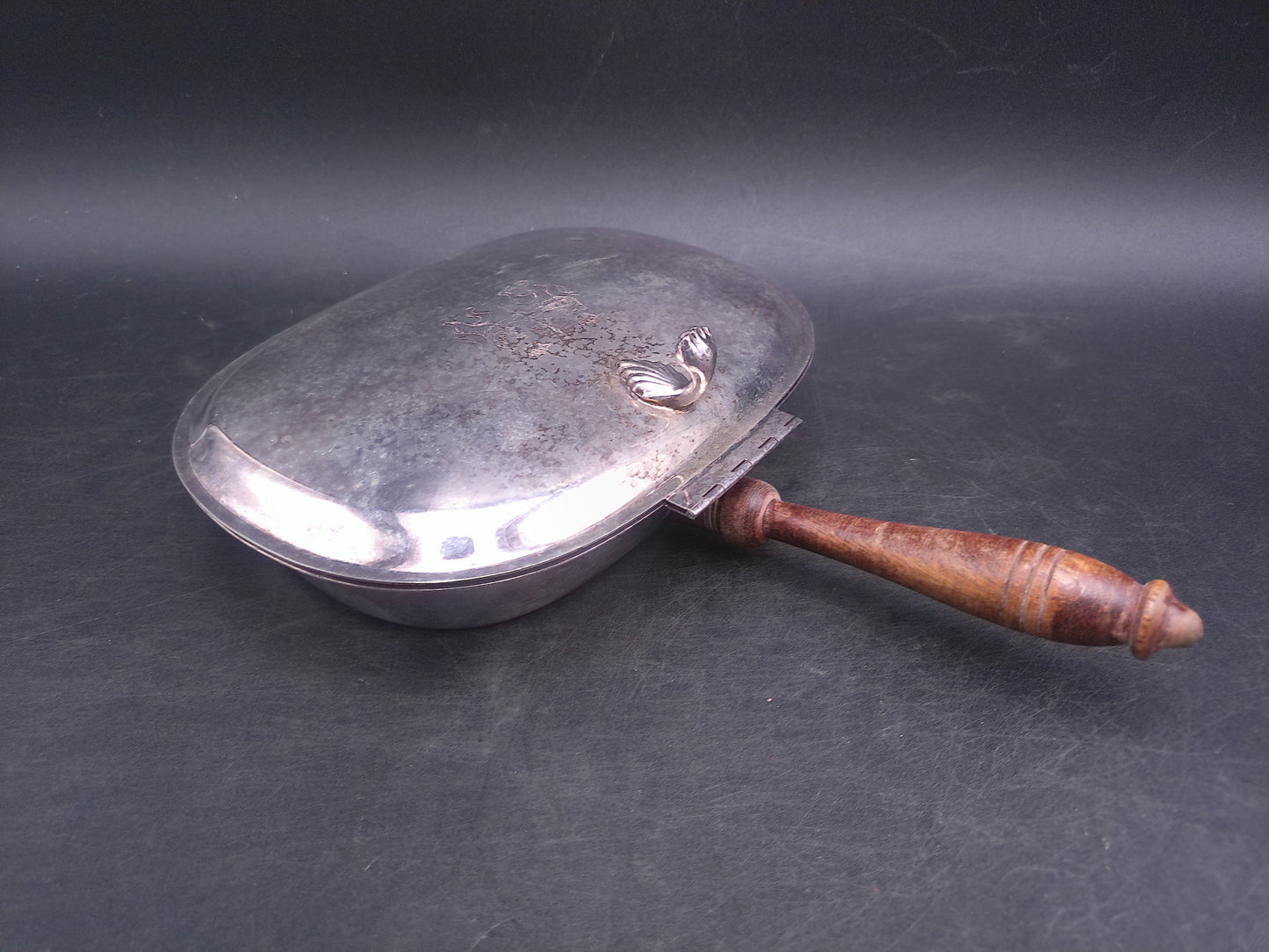 Silverplate silver on copper Silent Crumb Catcher Pan Vintage
