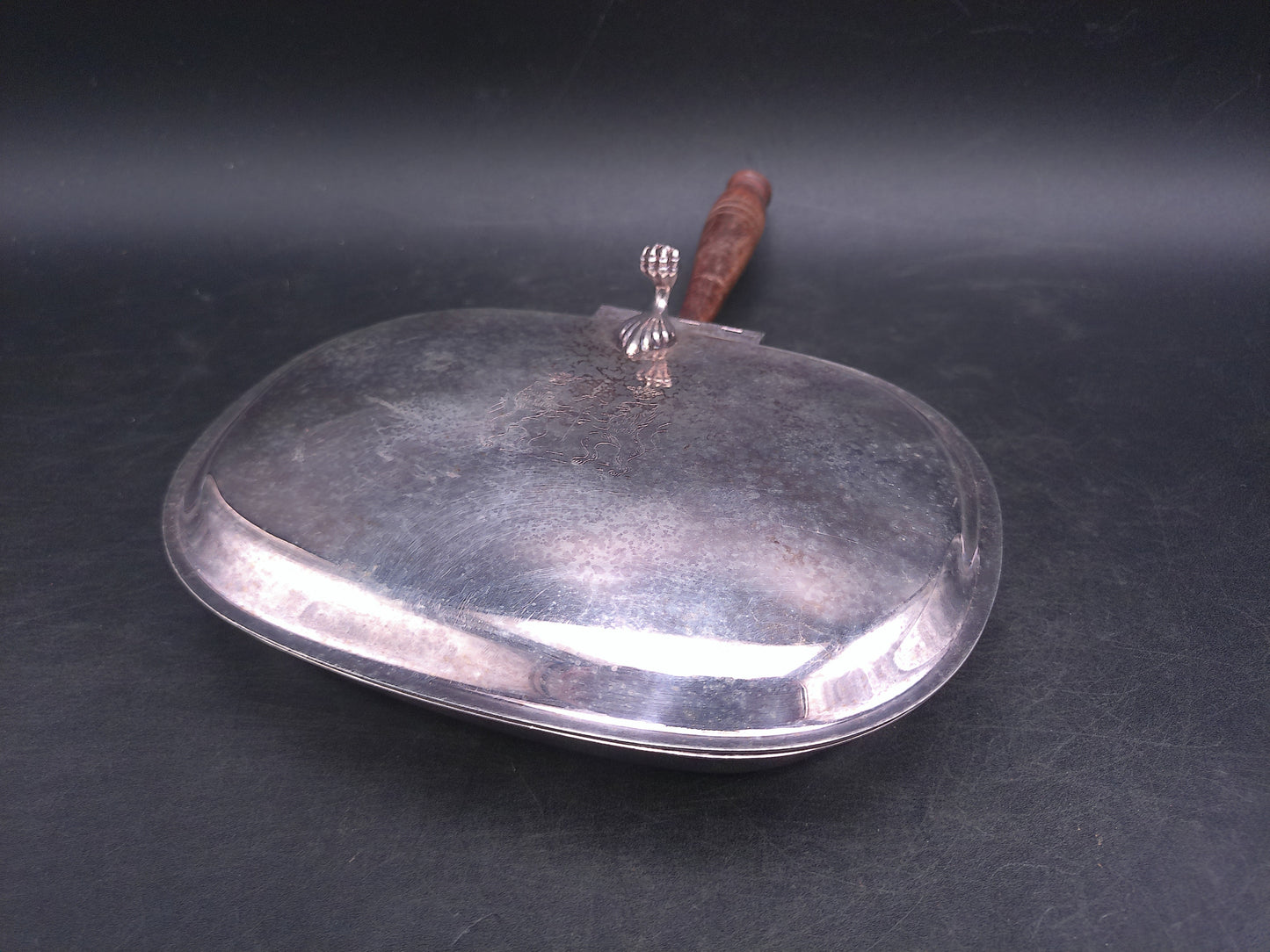 Silverplate silver on copper Silent Crumb Catcher Pan Vintage