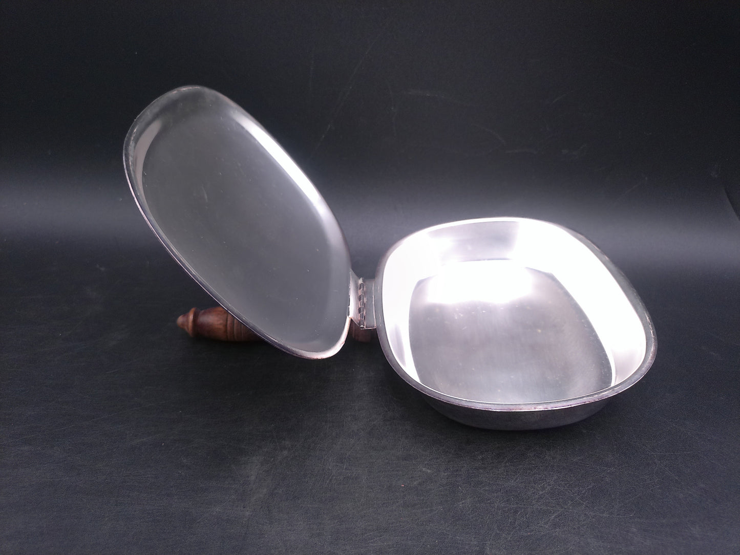 Silverplate silver on copper Silent Crumb Catcher Pan Vintage