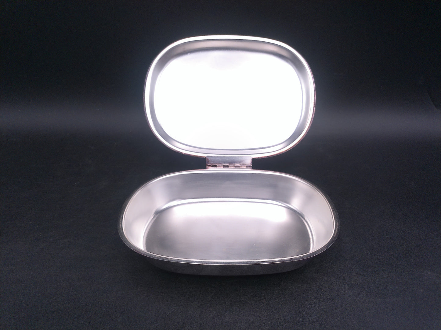 Silverplate silver on copper Silent Crumb Catcher Pan Vintage