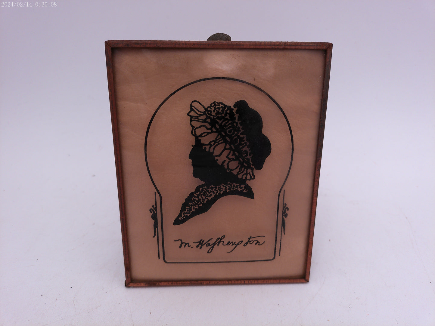 Glass Convex Silhouette Framed Picture Lady in Hat B414