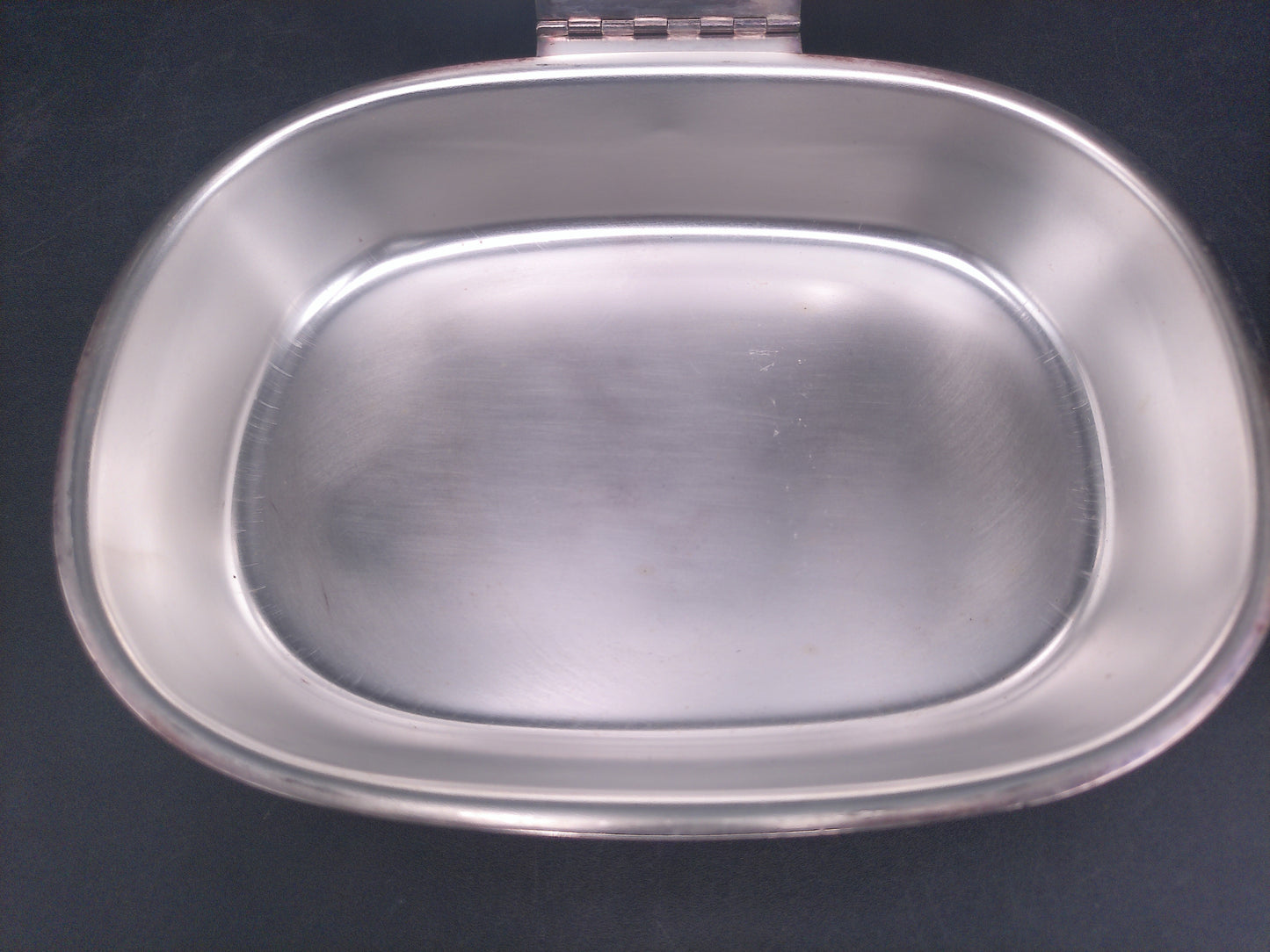 Silverplate silver on copper Silent Crumb Catcher Pan Vintage