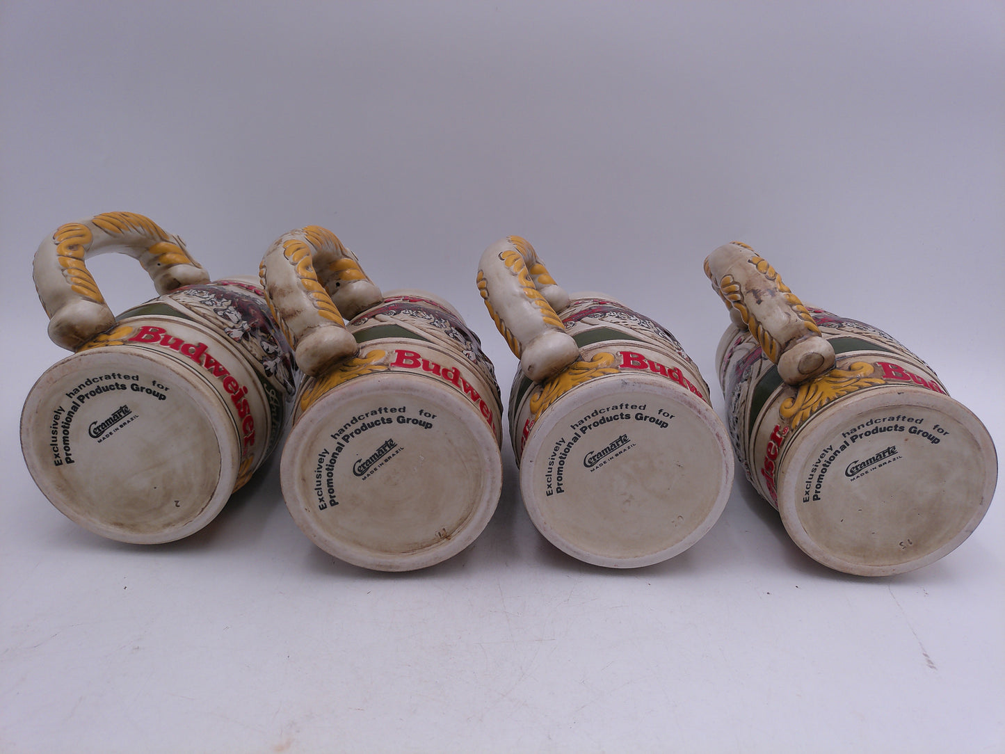 Beer Stein Budweiser Lot of 4 Vintage Clydesdale Houses pulling Beer Wagon