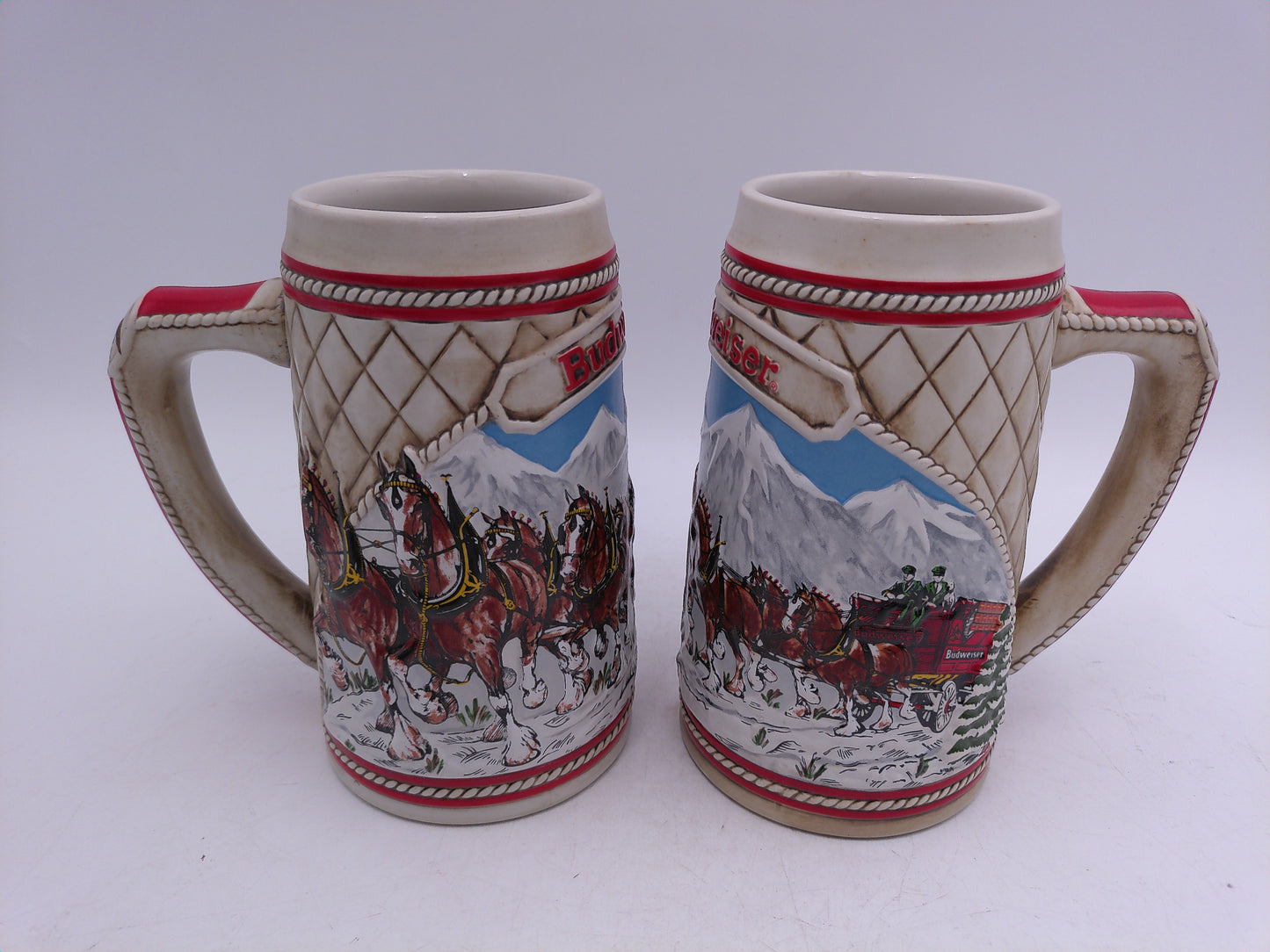 Beer Stein Budweiser Lot of 2 "A" Series Vintage