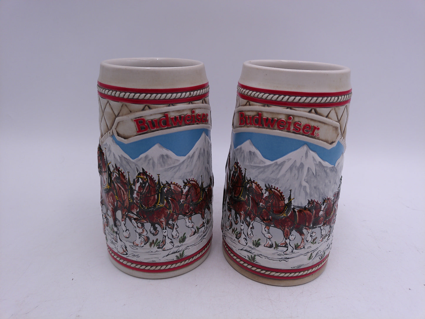 Beer Stein Budweiser Lot of 2 "A" Series Vintage