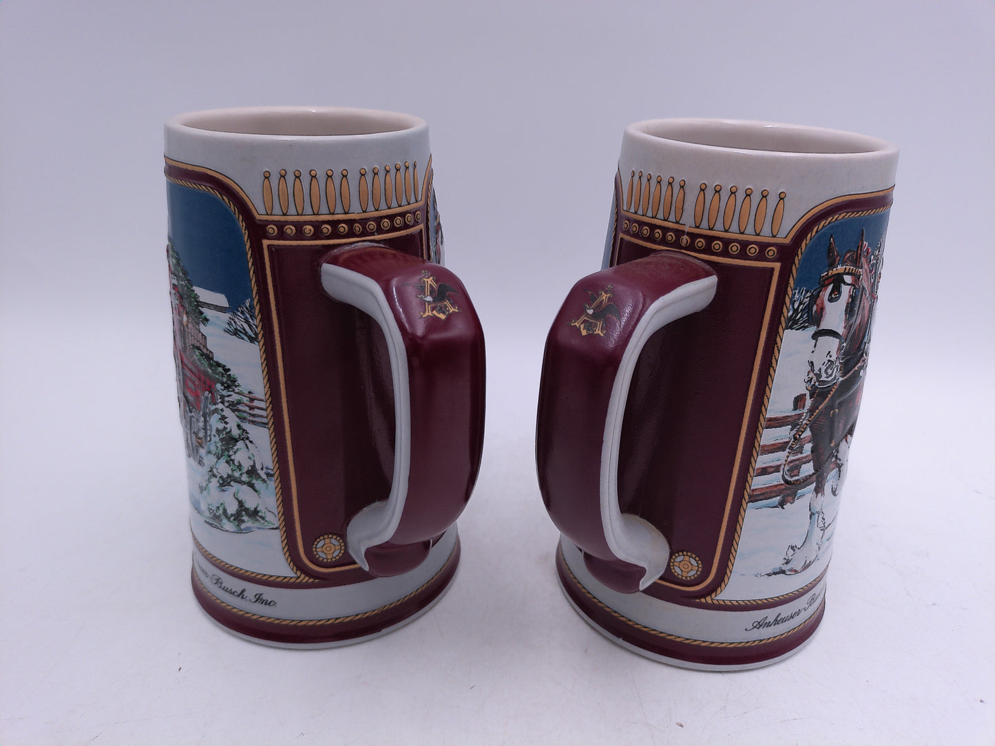 Beer Stein Budweiser 1989 Collector Series Hand Crafted Steins 26 oz lot of 2