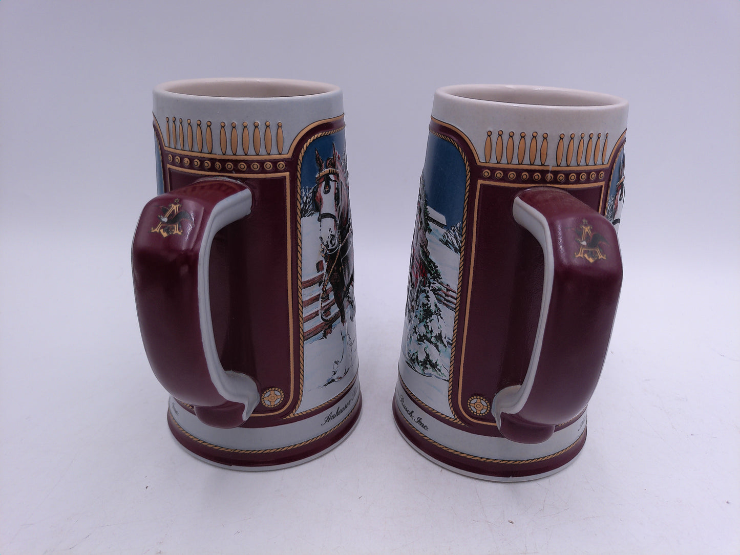 Beer Stein Budweiser 1989 Collector Series Hand Crafted Steins 26 oz lot of 2