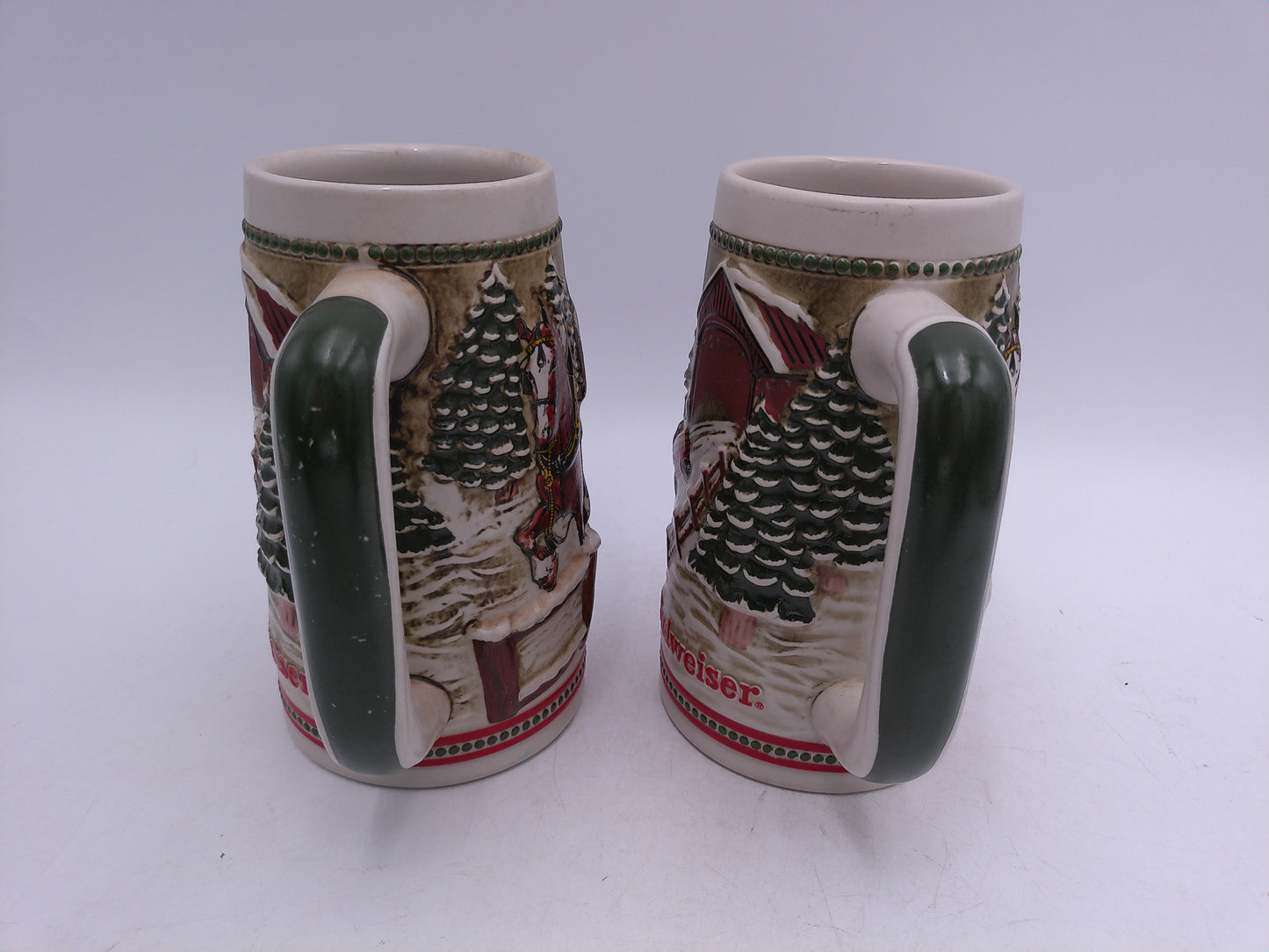 Beer Stein Budweiser Limited Edition Holiday Design ot of 2