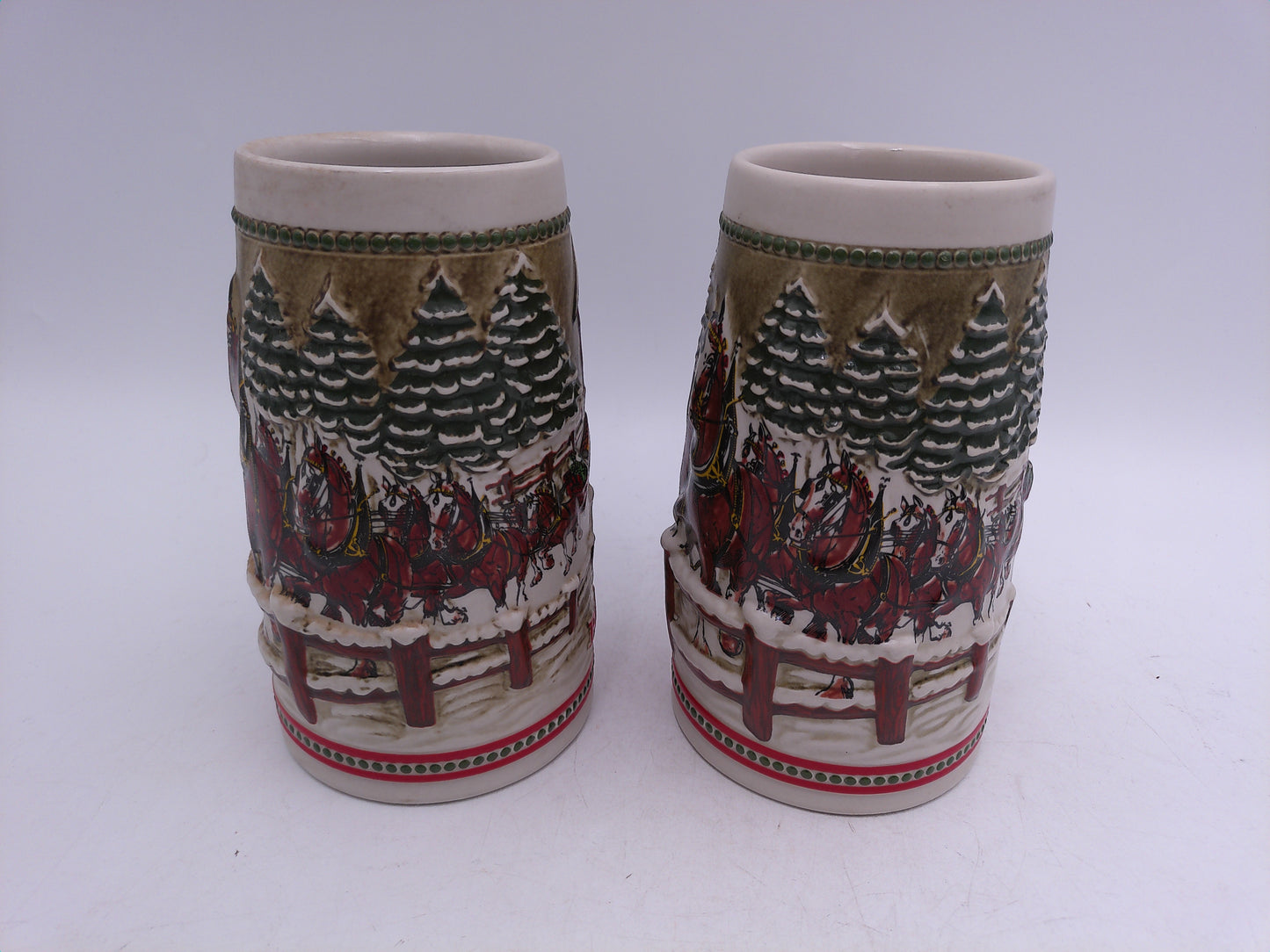 Beer Stein Budweiser Limited Edition Holiday Design ot of 2