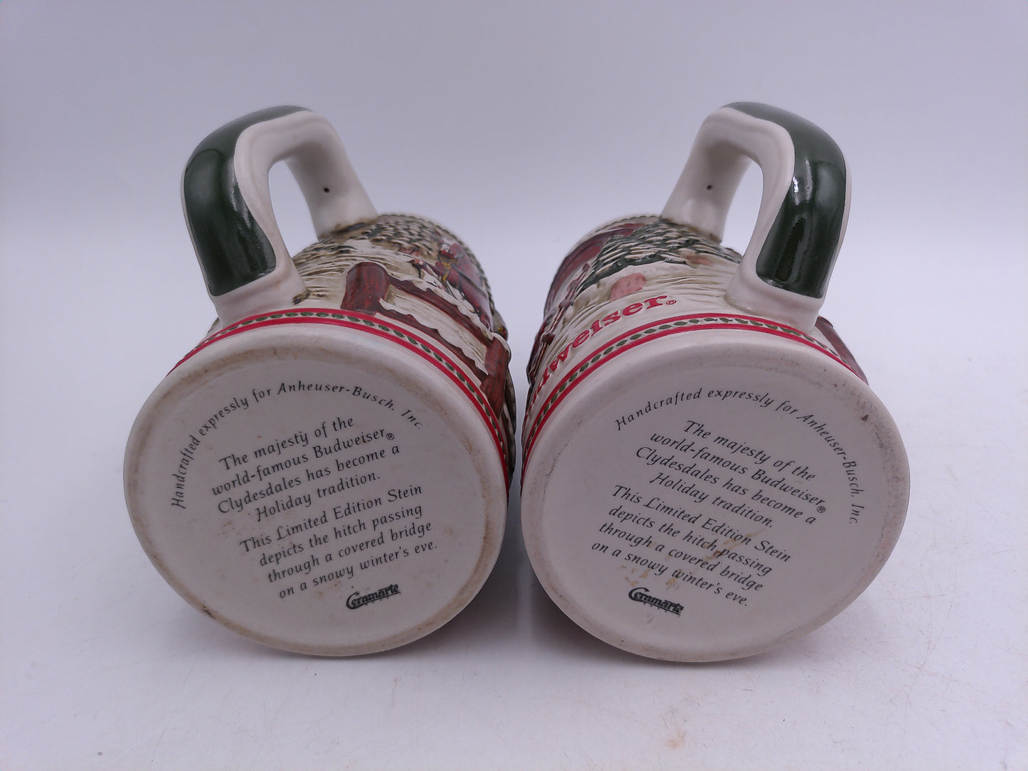 Beer Stein Budweiser Limited Edition Holiday Design ot of 2