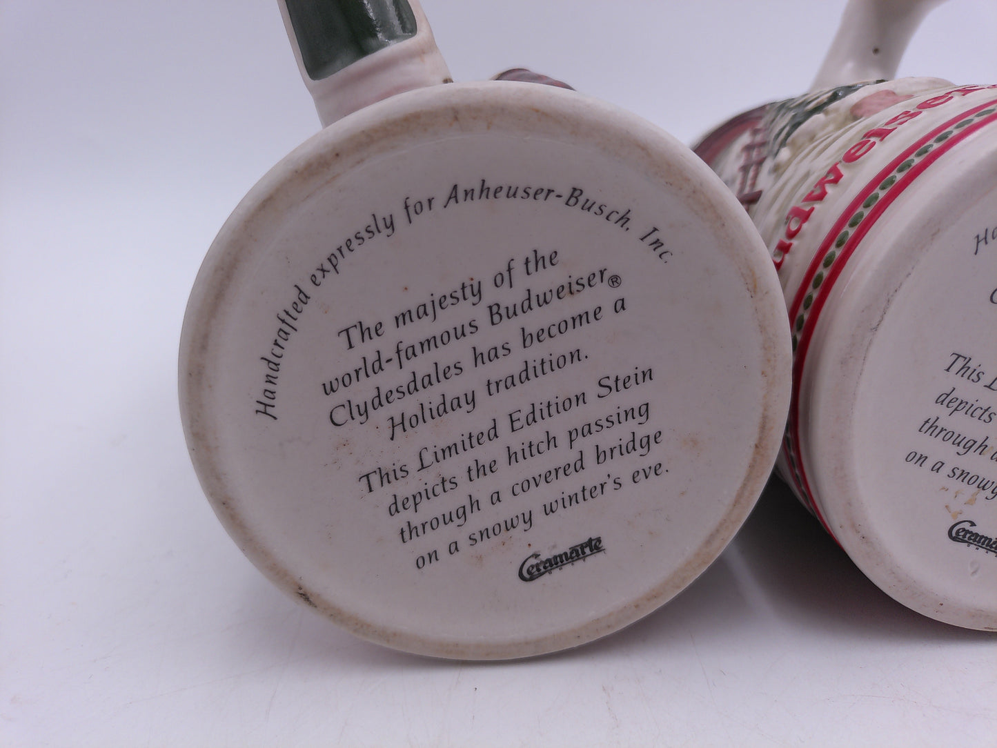 Beer Stein Budweiser Limited Edition Holiday Design ot of 2