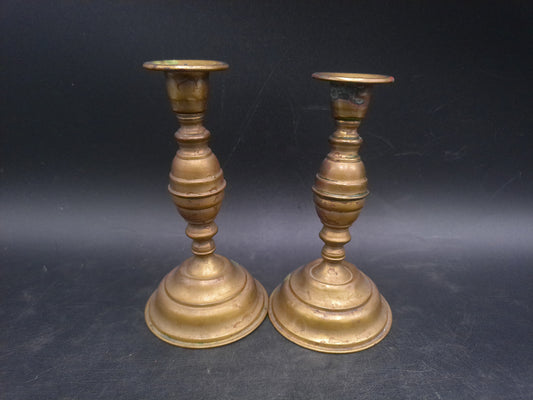 Brass Candlesticks Matching Set of 2 Decorative Design Vintage