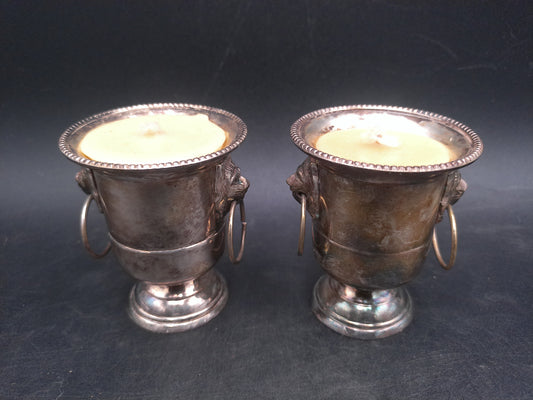 Silver Plate Miniature Champagn Buckets Candles Set of 2
