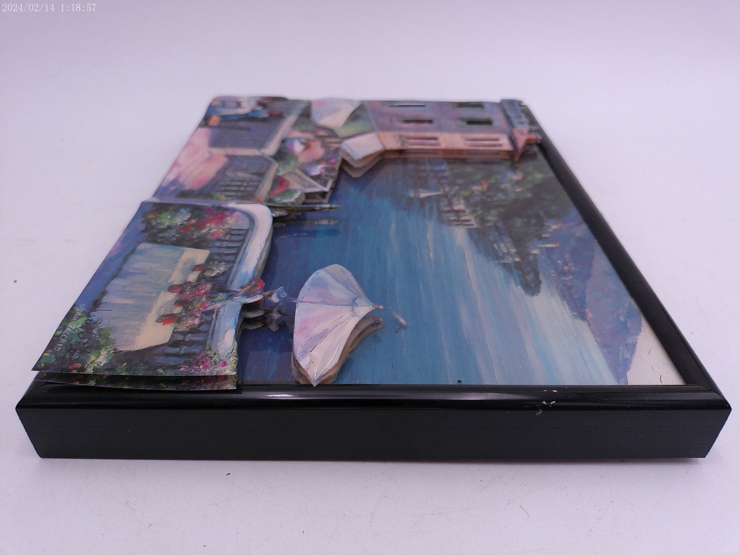 Metal Framed 3D Effect Glazed Picture of City by the Ocean