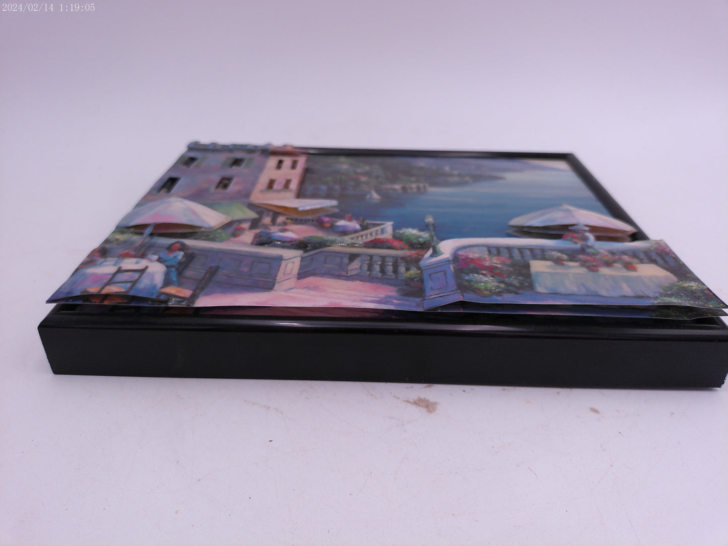 Metal Framed 3D Effect Glazed Picture of City by the Ocean